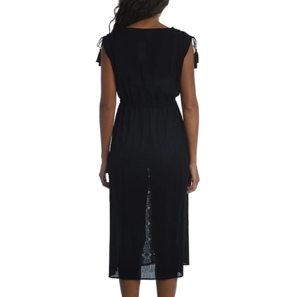 La Blanca 'Island Fare' Gauze Swimsuit Cover-Up Midi Dress, Black - Picture 2 of 2